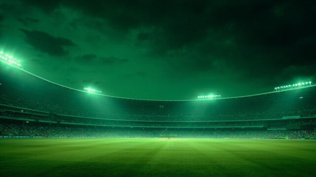 Rupee11 Fantasy editorial authority indicator tile with emerald stadium floodlights